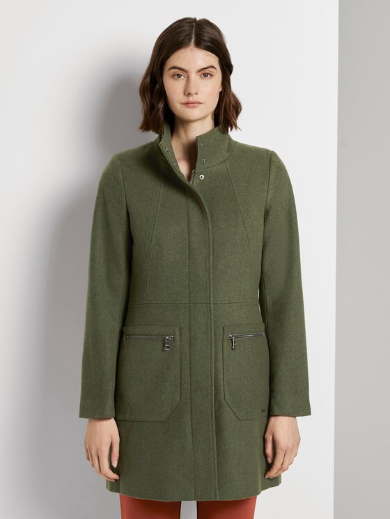 Wollmantel mit Reißverschlusstaschen - Frauen - olive green melange Wollmantel mit Reißverschlusstaschen - Frauen - olive green melange - 1 - TOM TAILOR Denim