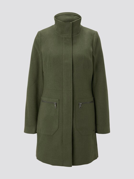 Wollmantel mit Reißverschlusstaschen - Frauen - olive green melange Wollmantel mit Reißverschlusstaschen - Frauen - olive green melange - 7 - TOM TAILOR Denim