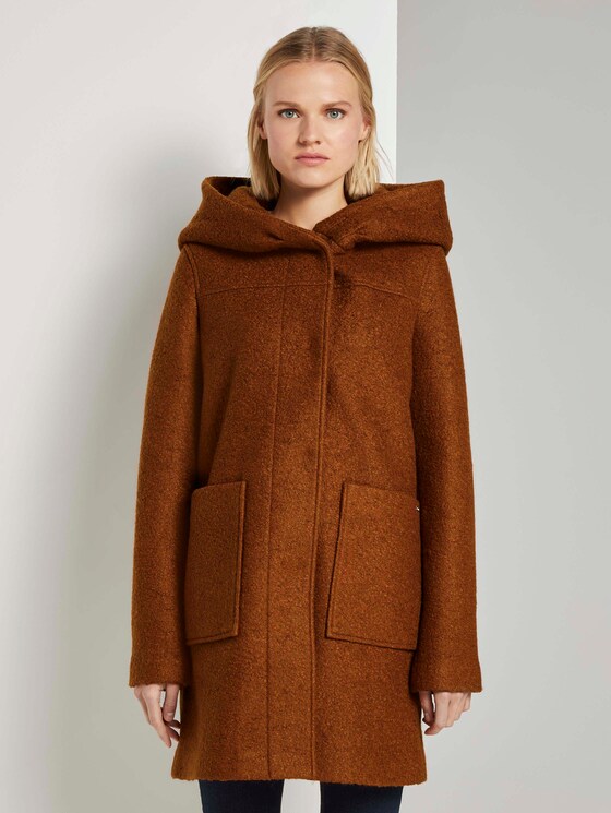 Bouclé-Mantel mit breiter Kapuze - Frauen - burnt hazelnut brown Bouclé-Mantel mit breiter Kapuze - Frauen - burnt hazelnut brown - 1 - TOM TAILOR Denim