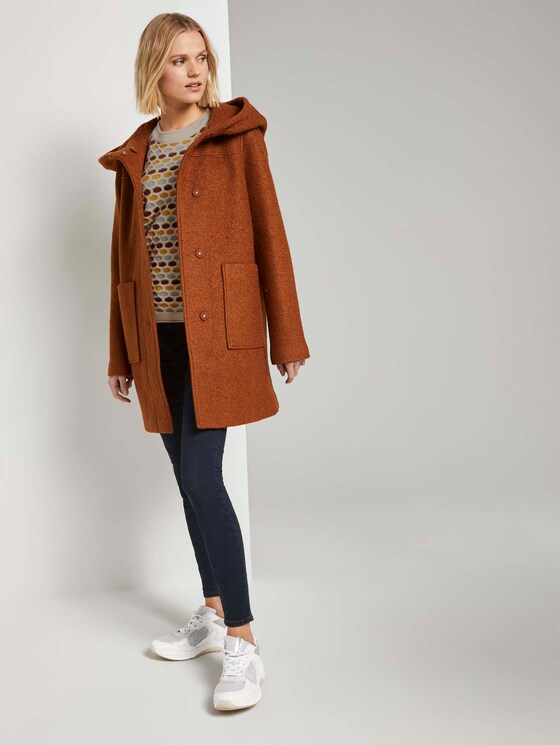 Bouclé-Mantel mit breiter Kapuze - Frauen - burnt hazelnut brown Bouclé-Mantel mit breiter Kapuze - Frauen - burnt hazelnut brown - 3 - TOM TAILOR Denim