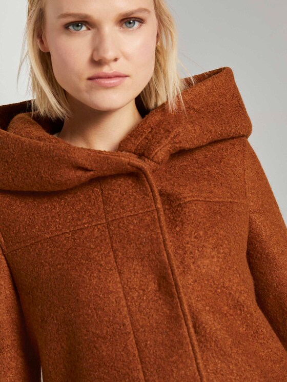 Bouclé-Mantel mit breiter Kapuze - Frauen - burnt hazelnut brown Bouclé-Mantel mit breiter Kapuze - Frauen - burnt hazelnut brown - 9 - TOM TAILOR Denim