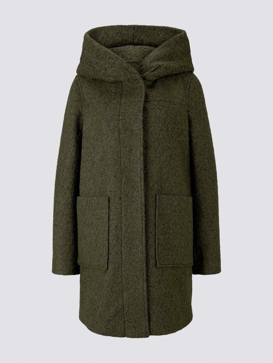 Bouclé-Mantel mit breiter Kapuze - Frauen - olive green melange Bouclé-Mantel mit breiter Kapuze - Frauen - olive green melange - 7 - TOM TAILOR Denim