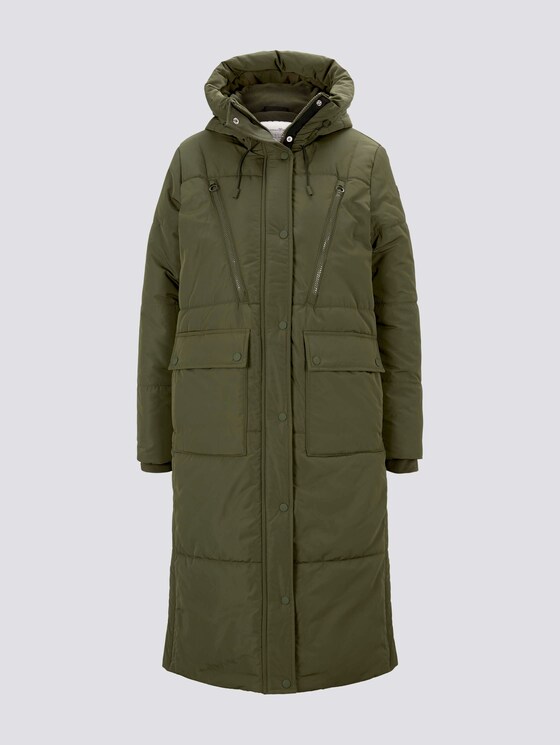 Langer Steppmantel mit Kapuze - Frauen - deep olive green Langer Steppmantel mit Kapuze - Frauen - deep olive green - 7 - TOM TAILOR Denim