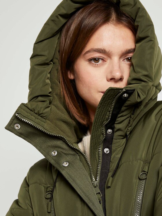 Langer Steppmantel mit Kapuze - Frauen - deep olive green Langer Steppmantel mit Kapuze - Frauen - deep olive green - 9 - TOM TAILOR Denim
