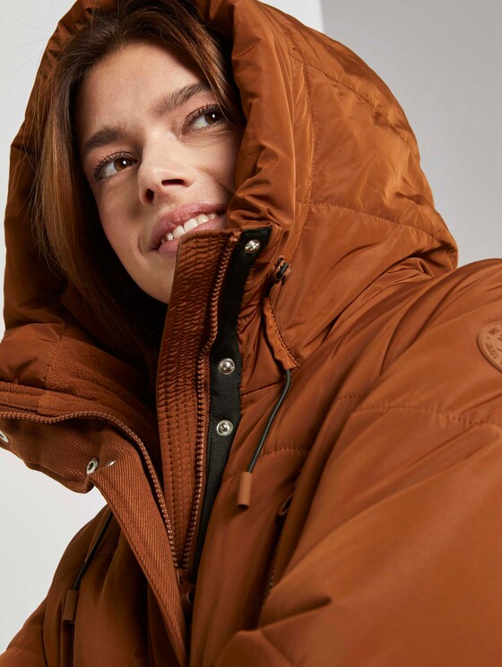 Lange gewatteerde jas met hoodie - Vrouwen - burnt hazelnut brown Lange gewatteerde jas met hoodie - Vrouwen - burnt hazelnut brown - 9 - TOM TAILOR Denim