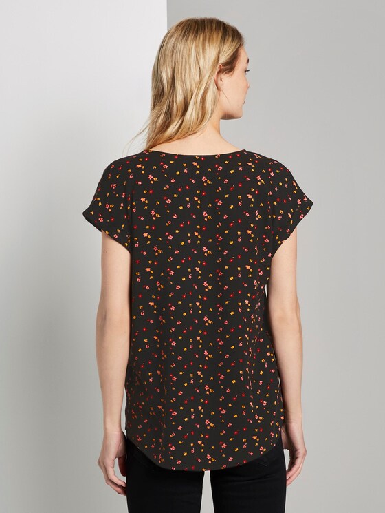 Gemusterte Kurzarm-Tunikabluse - Frauen - black red flower print Gemusterte Kurzarm-Tunikabluse - Frauen - black red flower print - 2 - TOM TAILOR Denim