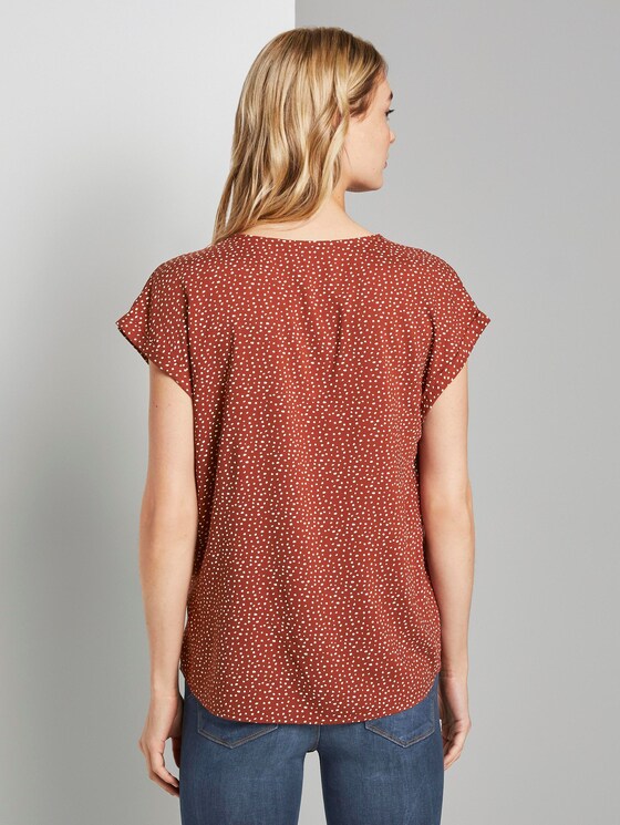 Gemusterte Kurzarm-Tunikabluse - Frauen - rust white dot Gemusterte Kurzarm-Tunikabluse - Frauen - rust white dot - 2 - TOM TAILOR Denim