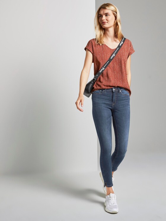 Gemusterte Kurzarm-Tunikabluse - Frauen - rust white dot Gemusterte Kurzarm-Tunikabluse - Frauen - rust white dot - 3 - TOM TAILOR Denim