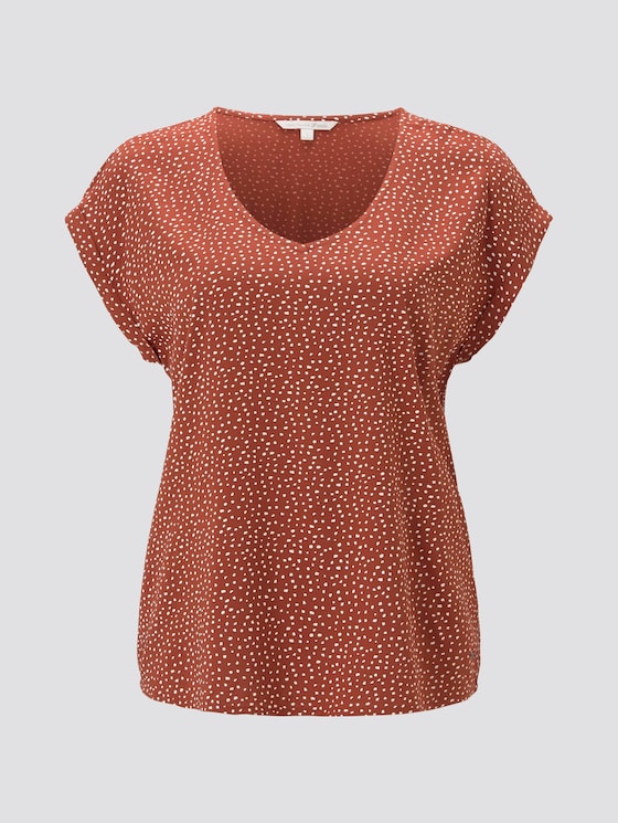 Gemusterte Kurzarm-Tunikabluse - Frauen - rust white dot Gemusterte Kurzarm-Tunikabluse - Frauen - rust white dot - 7 - TOM TAILOR Denim