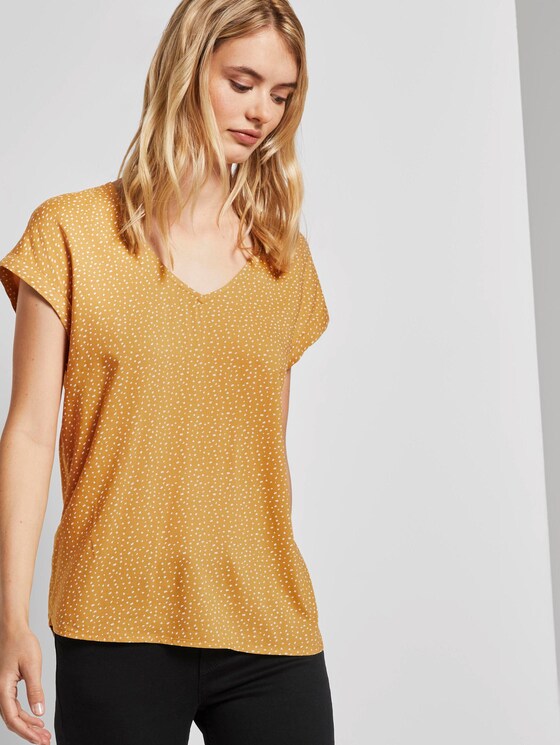 Gemusterte Kurzarm-Tunikabluse - Frauen - yellow white dot Gemusterte Kurzarm-Tunikabluse - Frauen - yellow white dot - 5 - TOM TAILOR Denim