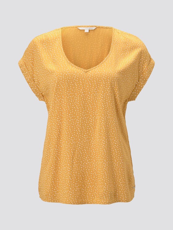 Gemusterte Kurzarm-Tunikabluse - Frauen - yellow white dot Gemusterte Kurzarm-Tunikabluse - Frauen - yellow white dot - 7 - TOM TAILOR Denim