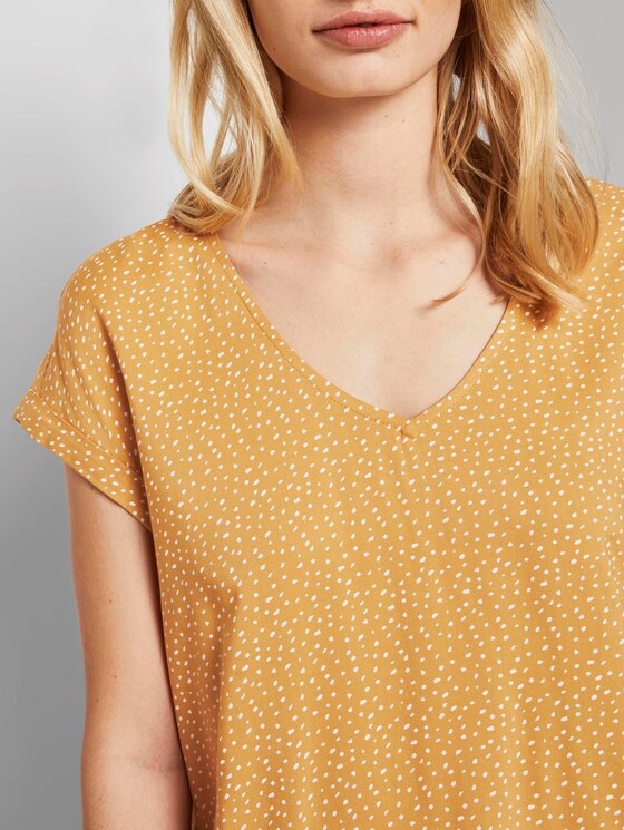 Gemusterte Kurzarm-Tunikabluse - Frauen - yellow white dot Gemusterte Kurzarm-Tunikabluse - Frauen - yellow white dot - 9 - TOM TAILOR Denim