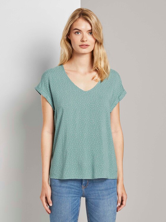 Patterned short-sleeved tunic blouse - Women - mint white dot Patterned short-sleeved tunic blouse - Women - mint white dot - 1 - TOM TAILOR Denim