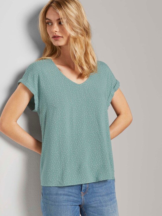 Patterned short-sleeved tunic blouse - Women - mint white dot Patterned short-sleeved tunic blouse - Women - mint white dot - 5 - TOM TAILOR Denim