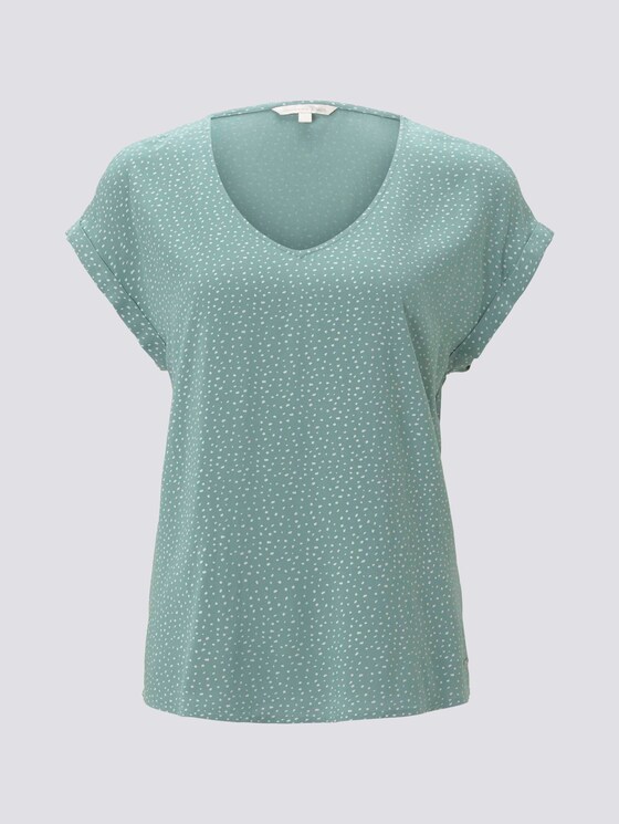 Patterned short-sleeved tunic blouse - Women - mint white dot Patterned short-sleeved tunic blouse - Women - mint white dot - 7 - TOM TAILOR Denim