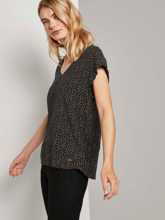 Gemusterte Kurzarm-Tunikabluse - Frauen - black white dot Gemusterte Kurzarm-Tunikabluse - Frauen - black white dot - 5 - TOM TAILOR Denim
