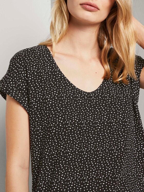 Gemusterte Kurzarm-Tunikabluse - Frauen - black white dot Gemusterte Kurzarm-Tunikabluse - Frauen - black white dot - 9 - TOM TAILOR Denim