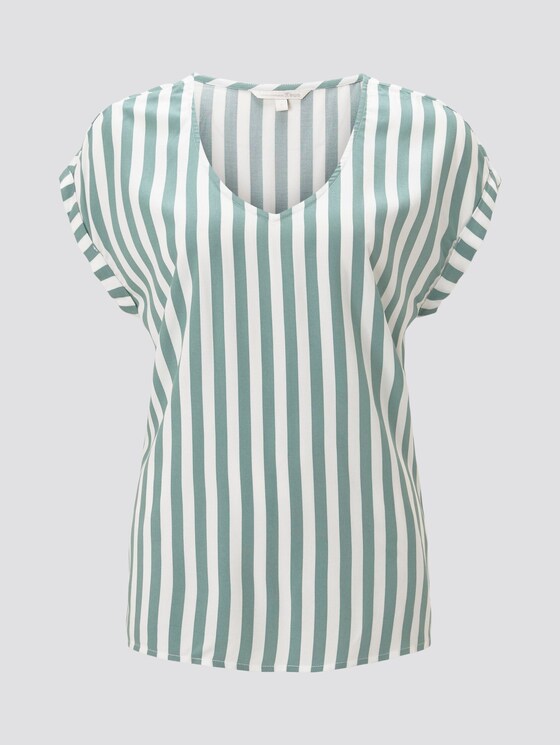 Gemusterte Kurzarm-Tunikabluse - Frauen - mineral blue vertical stripe Gemusterte Kurzarm-Tunikabluse - Frauen - mineral blue vertical stripe - 7 - TOM TAILOR Denim