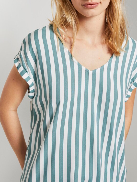 Gemusterte Kurzarm-Tunikabluse - Frauen - mineral blue vertical stripe Gemusterte Kurzarm-Tunikabluse - Frauen - mineral blue vertical stripe - 9 - TOM TAILOR Denim