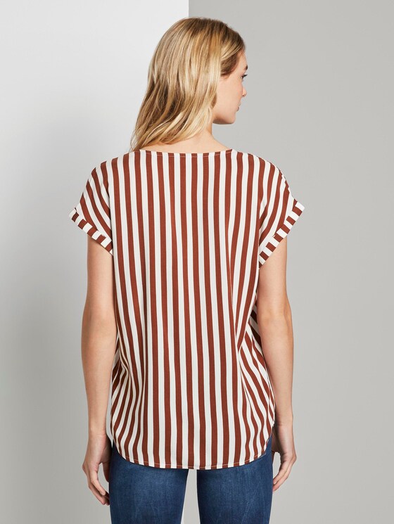 Gemusterte Kurzarm-Tunikabluse - Frauen - rust white vertical stripe Gemusterte Kurzarm-Tunikabluse - Frauen - rust white vertical stripe - 2 - TOM TAILOR Denim