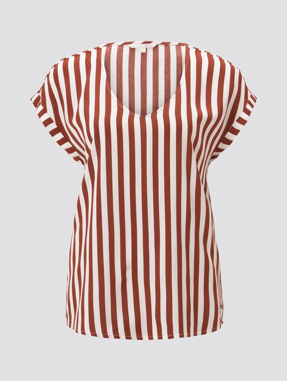 Gemusterte Kurzarm-Tunikabluse - Frauen - rust white vertical stripe Gemusterte Kurzarm-Tunikabluse - Frauen - rust white vertical stripe - 7 - TOM TAILOR Denim