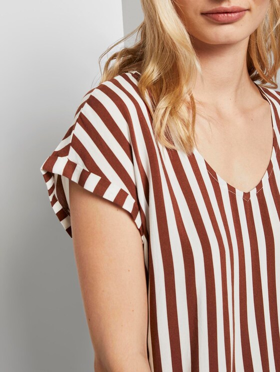 Gemusterte Kurzarm-Tunikabluse - Frauen - rust white vertical stripe Gemusterte Kurzarm-Tunikabluse - Frauen - rust white vertical stripe - 9 - TOM TAILOR Denim