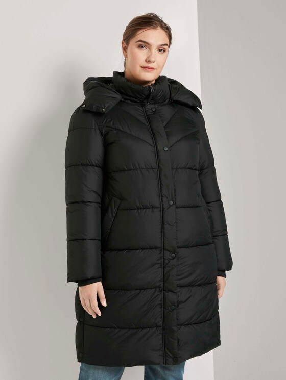 Langer Puffermantel mit hohem Kragen - Frauen - Deep Black Langer Puffermantel mit hohem Kragen - Frauen - Deep Black - 1 - My True Me