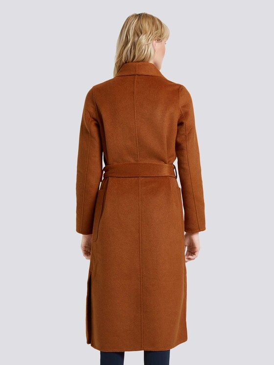 Handgefertigter Wollmantel - Frauen - burned umber orange Handgefertigter Wollmantel - Frauen - burned umber orange - 2 - Mine to five