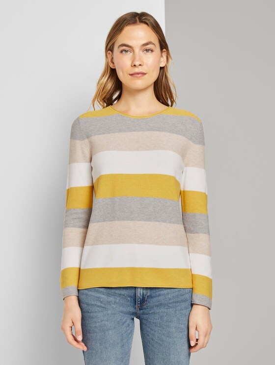 Strukturierter Pullover - Frauen - camel ottoman stripe Strukturierter Pullover - Frauen - camel ottoman stripe - 1 - TOM TAILOR