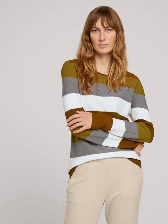 Strukturierter Pullover - Frauen - green block stripe Strukturierter Pullover - Frauen - green block stripe - 5 - TOM TAILOR
