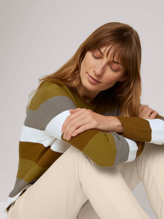 Strukturierter Pullover - Frauen - green block stripe Strukturierter Pullover - Frauen - green block stripe - 9 - TOM TAILOR