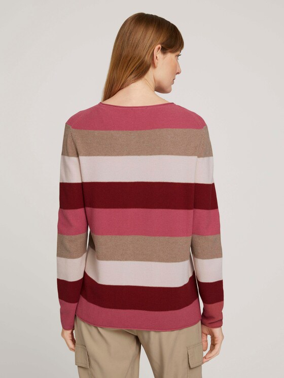 Strukturierter Pullover - Frauen - pink block stripe Strukturierter Pullover - Frauen - pink block stripe - 2 - TOM TAILOR