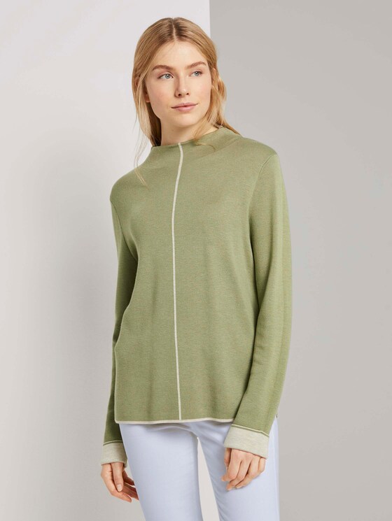 Doppelseitiger Strickpullover - Frauen - greyish green Doppelseitiger Strickpullover - Frauen - greyish green - 1 - TOM TAILOR