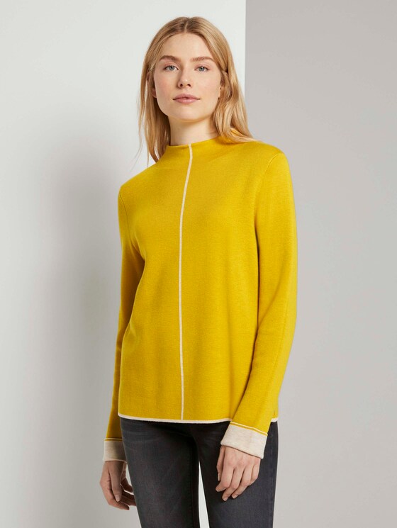 Doppelseitiger Strickpullover - Frauen - california sand yellow Doppelseitiger Strickpullover - Frauen - california sand yellow - 1 - TOM TAILOR