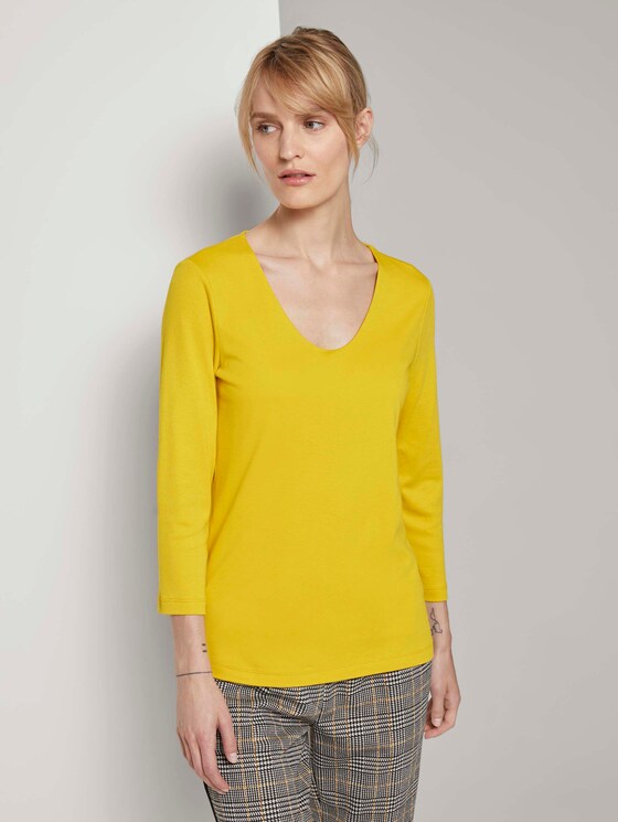 Basic Shirt mit 3/4-Arm - Frauen - california sand yellow Basic Shirt mit 3/4-Arm - Frauen - california sand yellow - 1 - TOM TAILOR