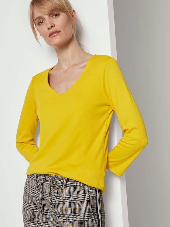Basic Shirt mit 3/4-Arm - Frauen - california sand yellow Basic Shirt mit 3/4-Arm - Frauen - california sand yellow - 5 - TOM TAILOR