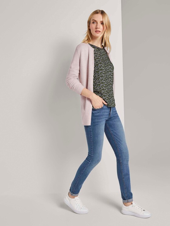Shirt mit Ripp-Details im Materialmix - Frauen - navy green floral design Shirt mit Ripp-Details im Materialmix - Frauen - navy green floral design - 3 - TOM TAILOR