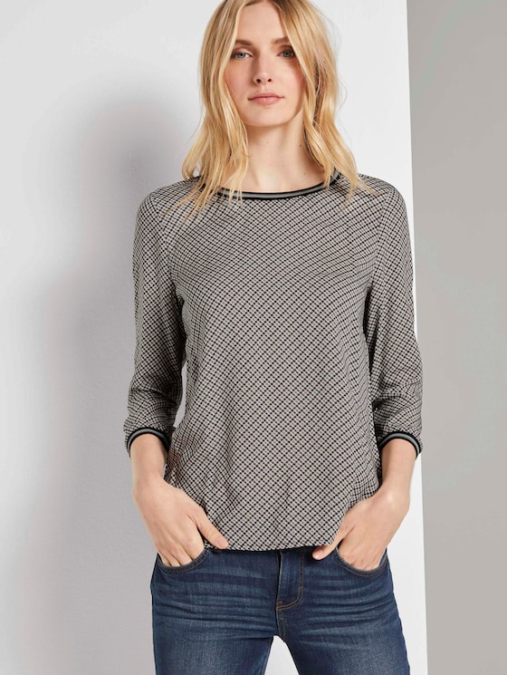 Shirt mit Ripp-Details im Materialmix - Frauen - grey small bias check Shirt mit Ripp-Details im Materialmix - Frauen - grey small bias check - 5 - TOM TAILOR