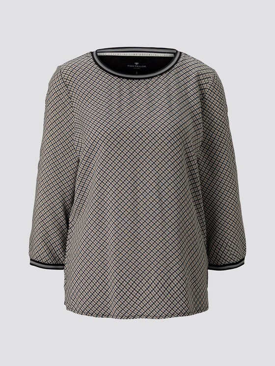 Shirt mit Ripp-Details im Materialmix - Frauen - grey small bias check Shirt mit Ripp-Details im Materialmix - Frauen - grey small bias check - 7 - TOM TAILOR