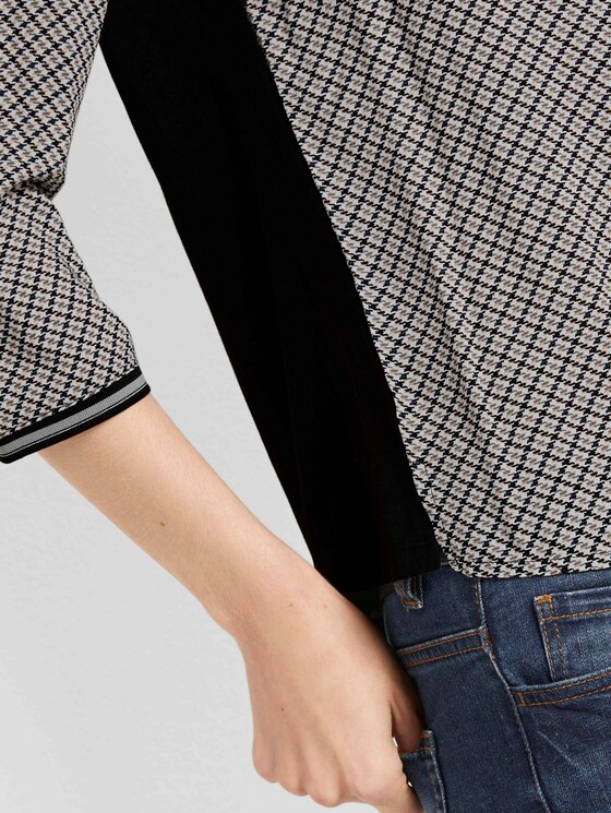 Shirt mit Ripp-Details im Materialmix - Frauen - grey small bias check Shirt mit Ripp-Details im Materialmix - Frauen - grey small bias check - 9 - TOM TAILOR