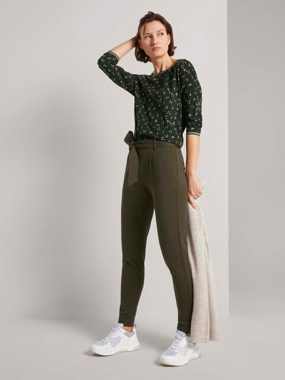 shirt with rib details in a material mix - Women - dark rosin floral design shirt with rib details in a material mix - Women - dark rosin floral design - 3 - TOM TAILOR