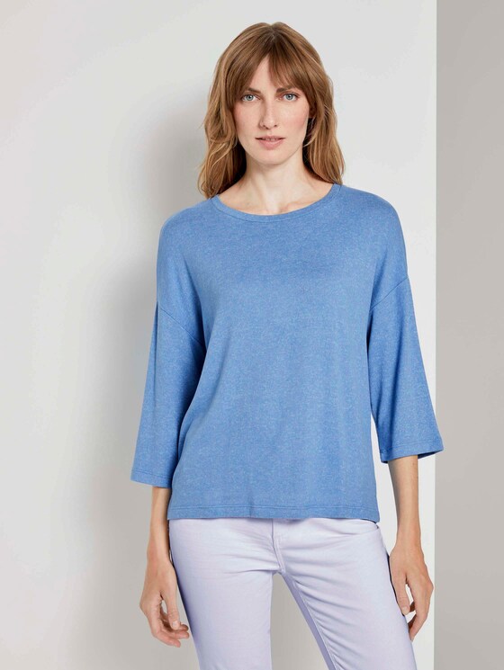 Meliertes Shirt mit 3/4-Arm - Frauen - sea blue melange Meliertes Shirt mit 3/4-Arm - Frauen - sea blue melange - 1 - TOM TAILOR