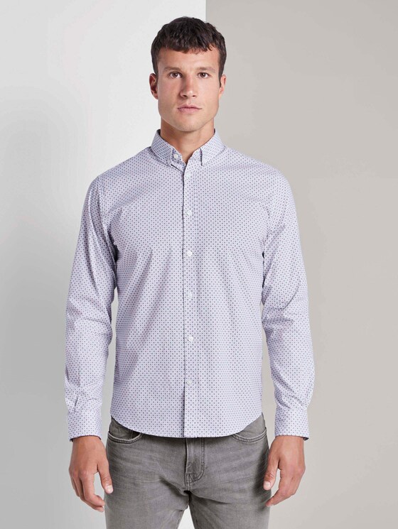 Gemustertes Stretch-Hemd - Männer - white navy broken rings design Gemustertes Stretch-Hemd - Männer - white navy broken rings design - 1 - TOM TAILOR