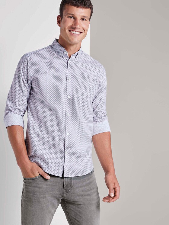 Gemustertes Stretch-Hemd - Männer - white navy broken rings design Gemustertes Stretch-Hemd - Männer - white navy broken rings design - 5 - TOM TAILOR
