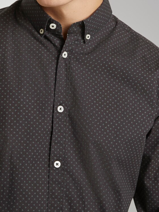 Gemustertes Stretch-Hemd - Männer - black burgundy crosses design Gemustertes Stretch-Hemd - Männer - black burgundy crosses design - 10 - TOM TAILOR
