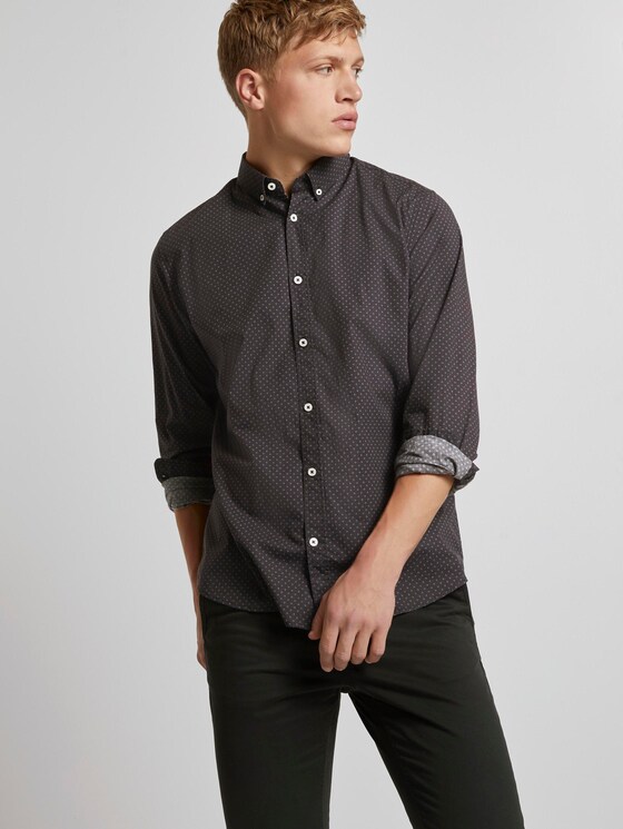 Gemustertes Stretch-Hemd - Männer - black burgundy crosses design Gemustertes Stretch-Hemd - Männer - black burgundy crosses design - 5 - TOM TAILOR