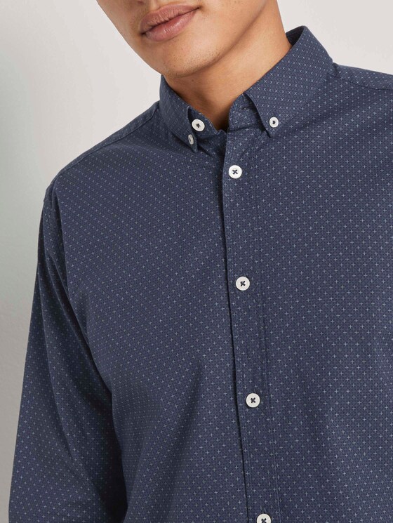 Gemustertes Stretch-Hemd - Männer - navy blue crosses design Gemustertes Stretch-Hemd - Männer - navy blue crosses design - 10 - TOM TAILOR