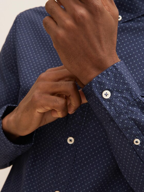 Gemustertes Stretch-Hemd - Männer - navy blue crosses design Gemustertes Stretch-Hemd - Männer - navy blue crosses design - 9 - TOM TAILOR