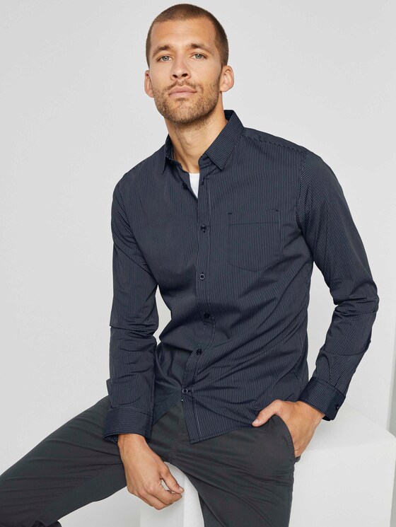 Gemustertes Slim Stretch-Hemd - Männer - navy stripe Gemustertes Slim Stretch-Hemd - Männer - navy stripe - 5 - TOM TAILOR