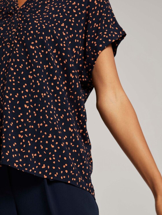 Gemustertes Blusenshirt - Frauen - navy orange dot design Gemustertes Blusenshirt - Frauen - navy orange dot design - 10 - Mine to five